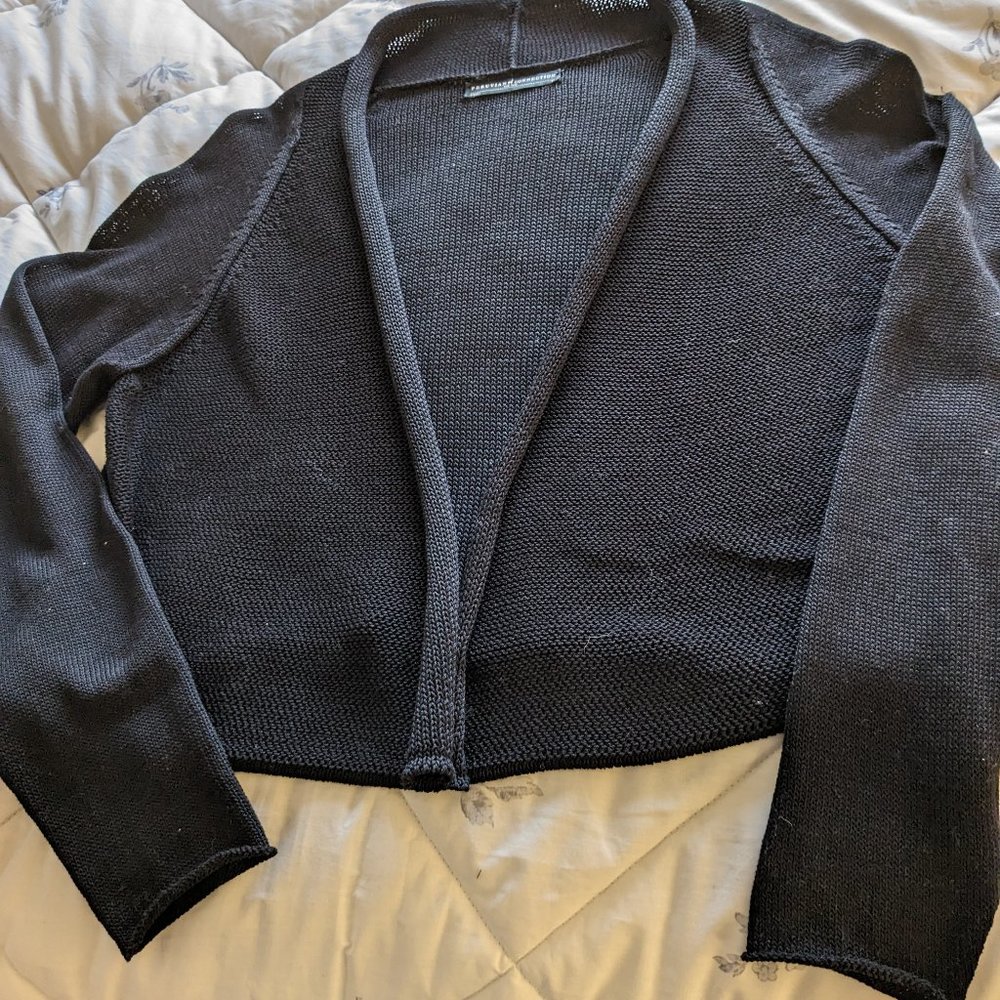 Rolled Collar Open Cardigan